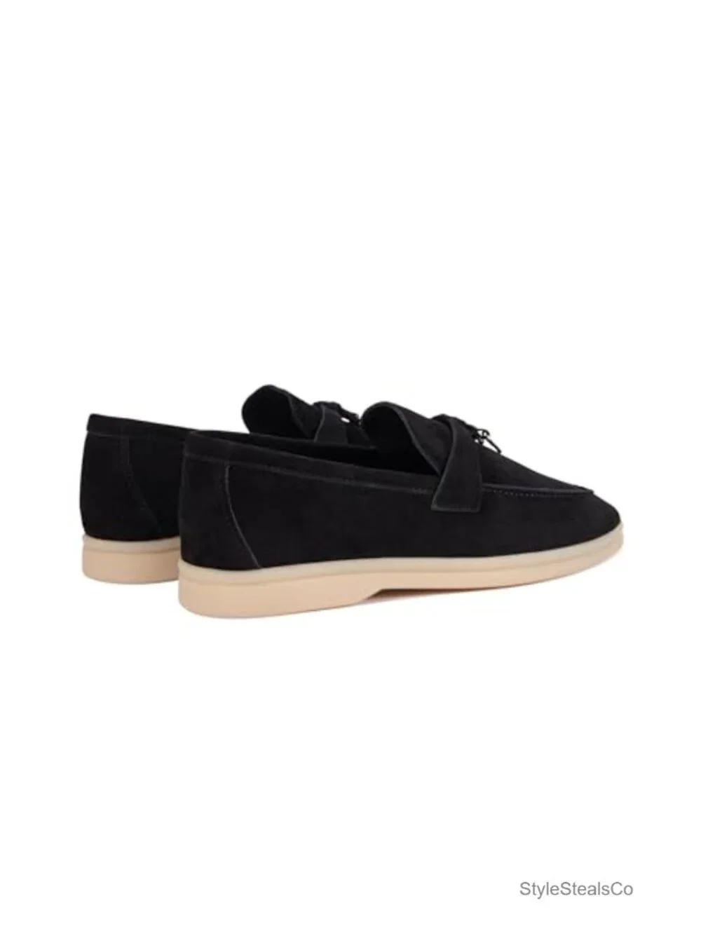 Genuine Suede Leather Loafers with Charm Accents Comfort Footbed